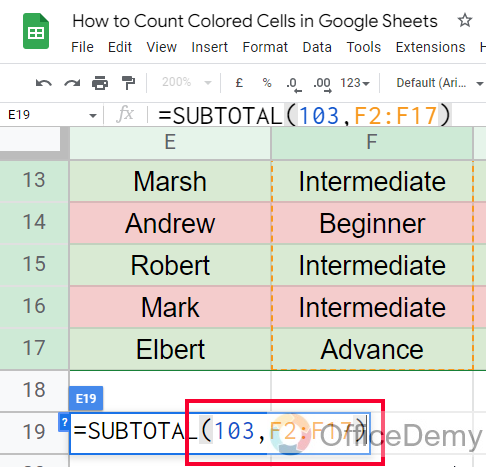 How to Count Colored Cells in Google Sheets 17