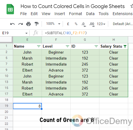 How to Count Colored Cells in Google Sheets 19