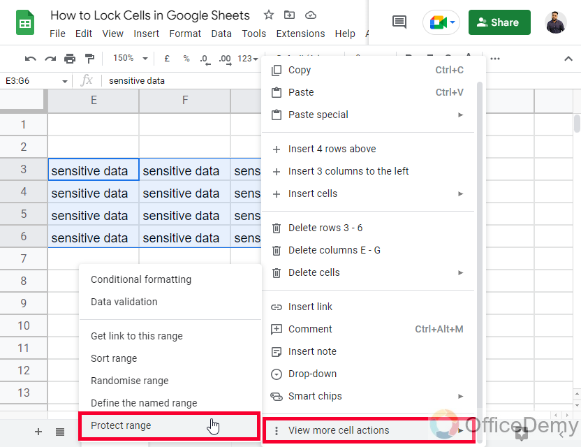 How to Lock Cells in Google Sheets 2