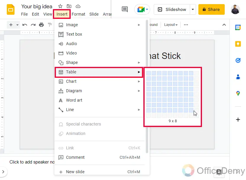 How to Make a Table in Google Slides 2