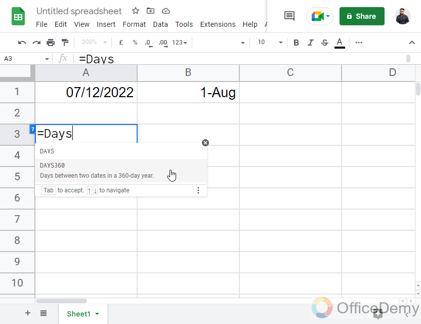 How to Use DAYS Function in Google Sheets 9