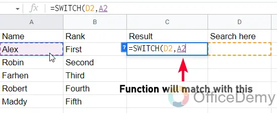 How to Use Switch Function in Google Sheets 4