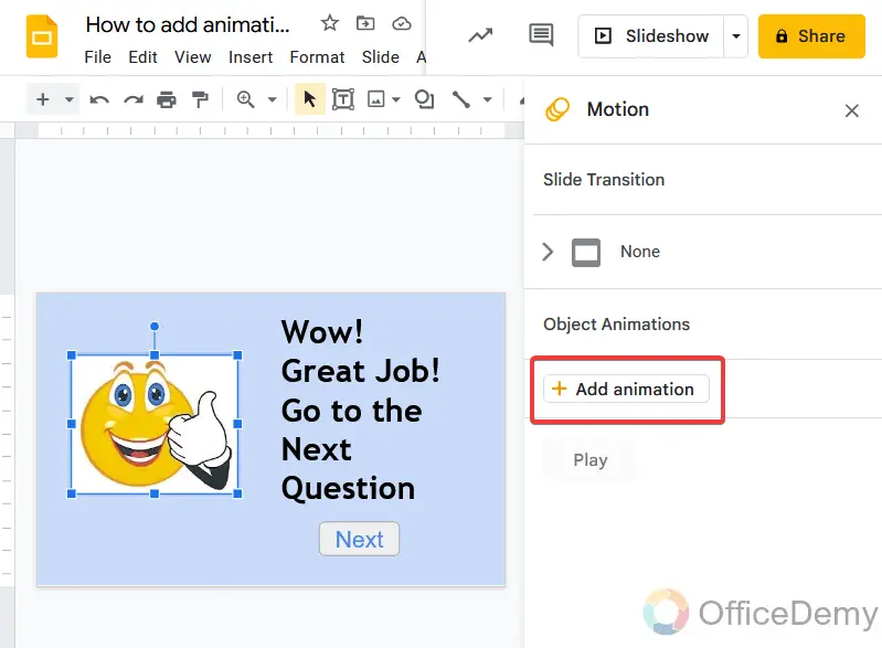 How to add animation to google slides 4