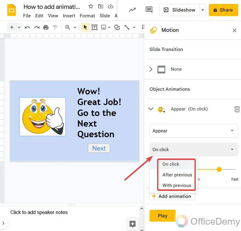 How to add animation to google slides 8