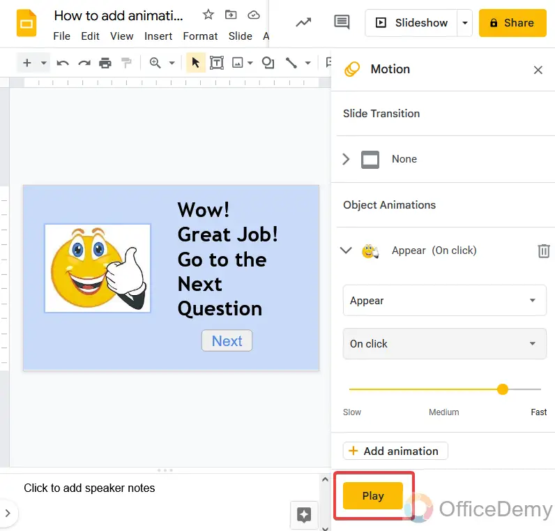How to add animation to google slides 9