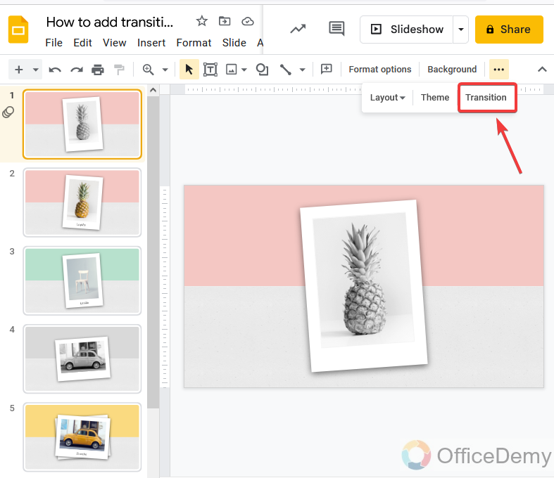 How to add transitions on google slides 11