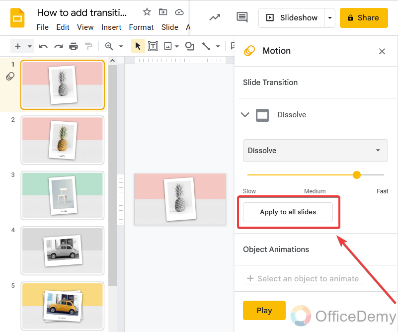 How to add transitions on google slides 14