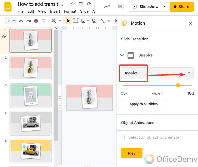 How to add transitions on google slides 18