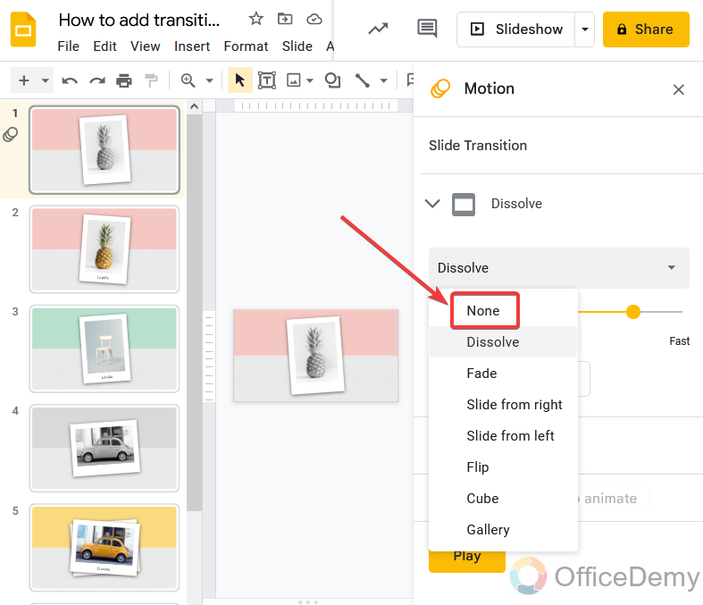 How to add transitions on google slides 19