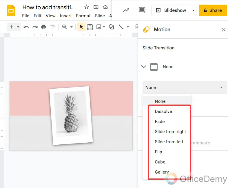 How to add transitions on google slides 7