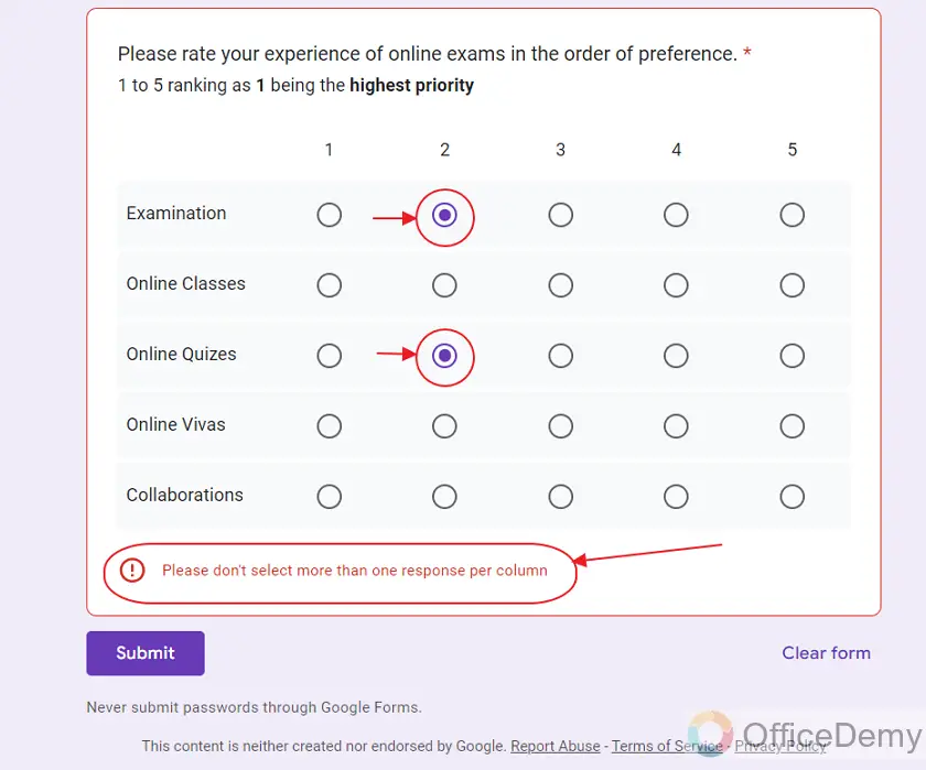 How to do ranking in google forms 16