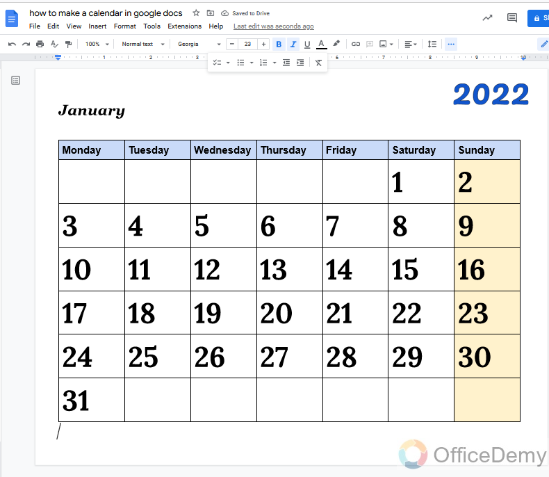 how to make a calendar in google docs 18