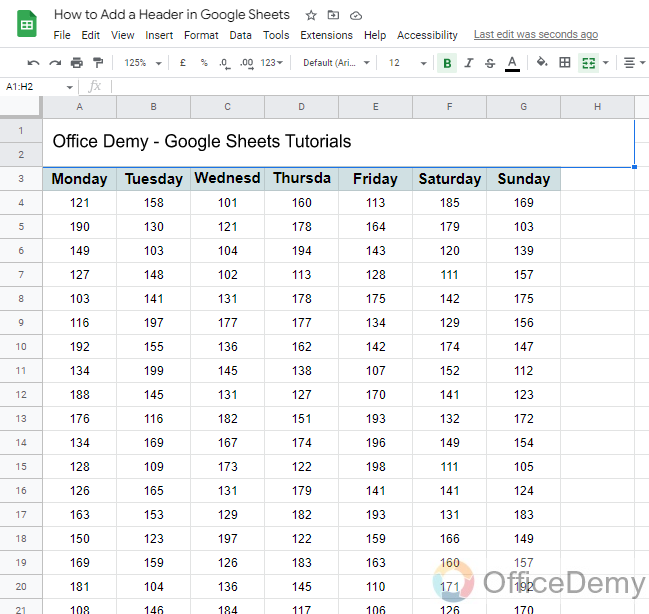 How to Add a Header in Google Sheets 22