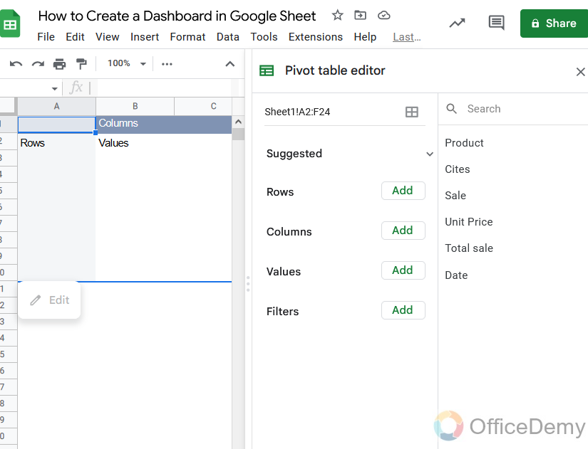 How to Create a Dashboard in Google Sheets 4