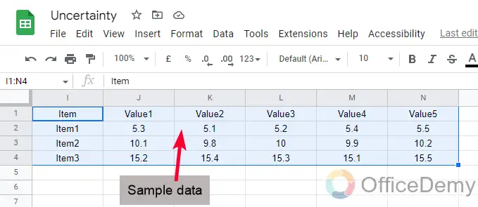 How to Find Uncertainty in Google Sheets 1
