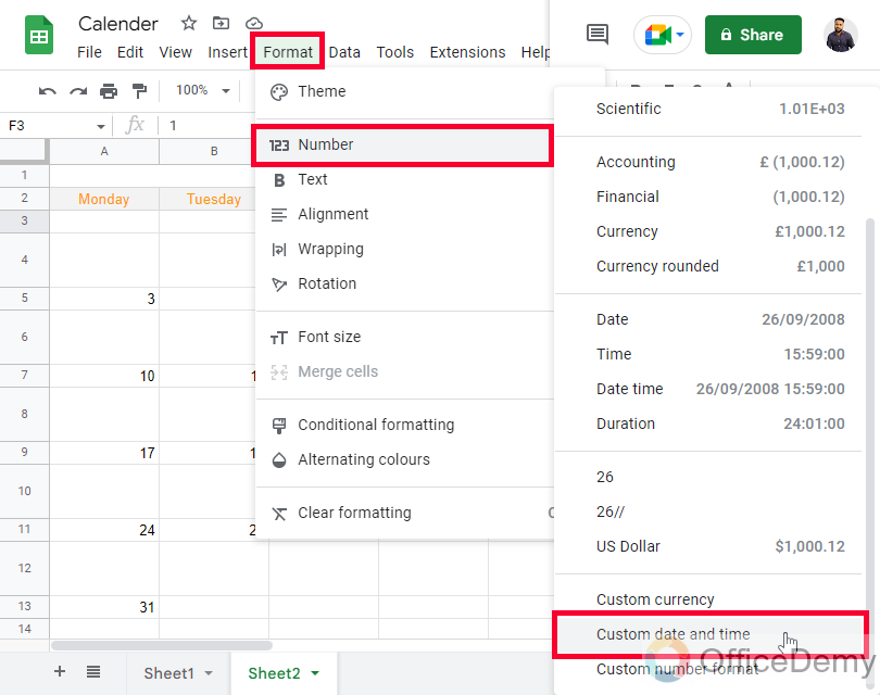 How to Insert Calendar in Google Sheets 19