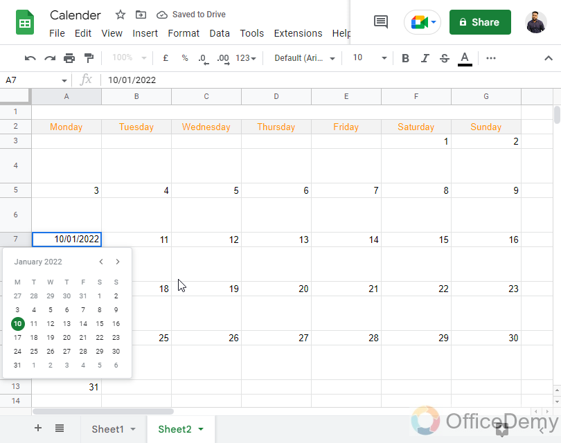 How to Insert Calendar in Google Sheets 24