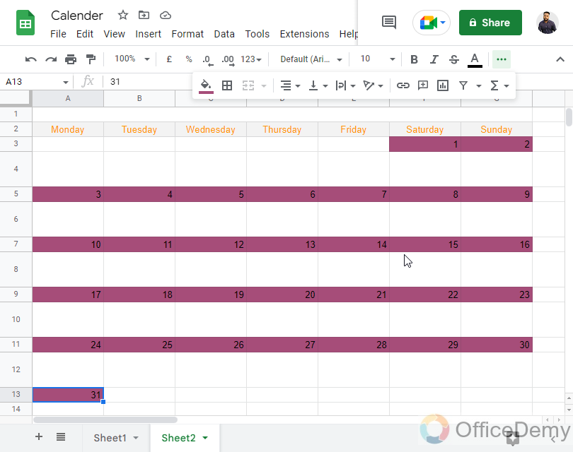How to Insert Calendar in Google Sheets 25