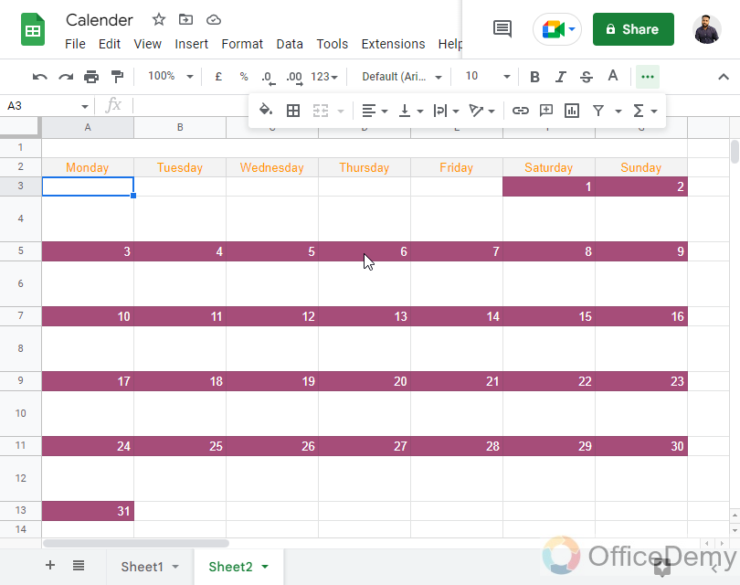 How to Insert Calendar in Google Sheets 26