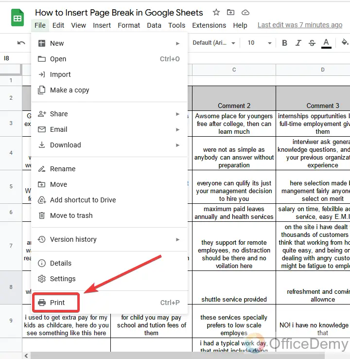 How to Insert Page Break in Google Sheets 3
