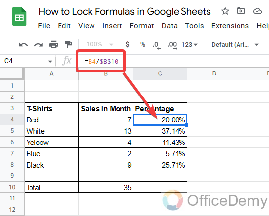 How to Lock Formulas in Google Sheets 2