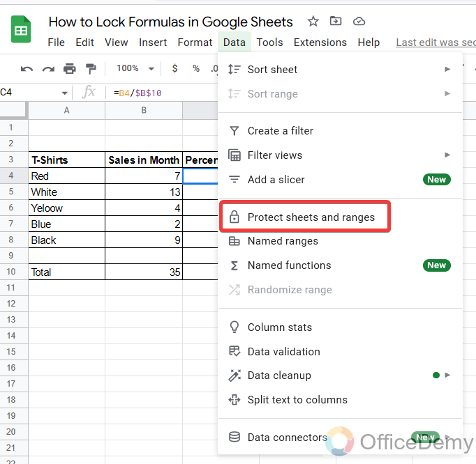 How to Lock Formulas in Google Sheets 4