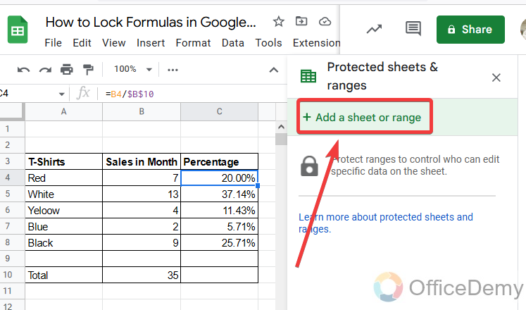 How to Lock Formulas in Google Sheets 5