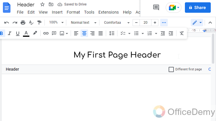 How to Make Header Only on First Page Google Docs 6