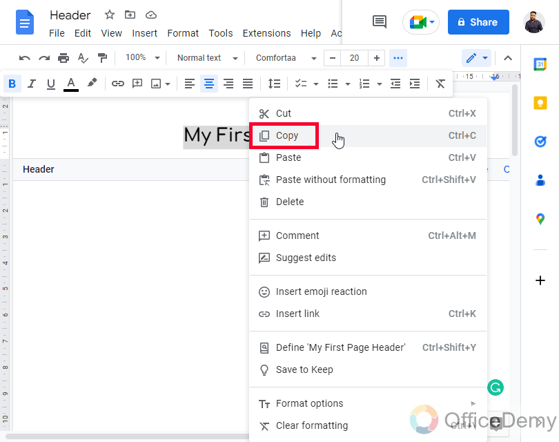 How to Make Header Only on First Page Google Docs 7