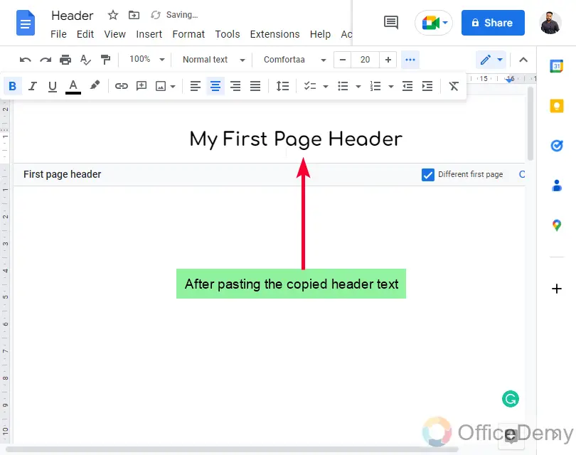 How to Make Header Only on First Page Google Docs 10