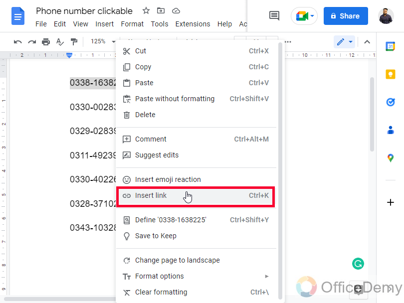 How to Make Phone Numbers Clickable in Google Docs 3