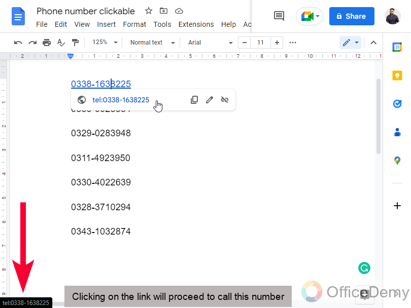 How to Make Phone Numbers Clickable in Google Docs 7