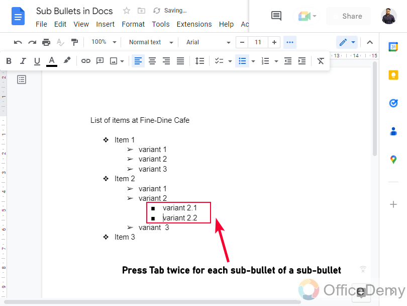 How to Make Sub Bullet Points in Google Docs 15