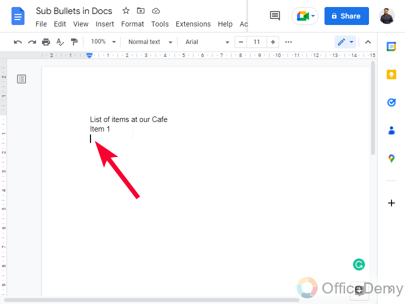 How to Make Sub Bullet Points in Google Docs 2