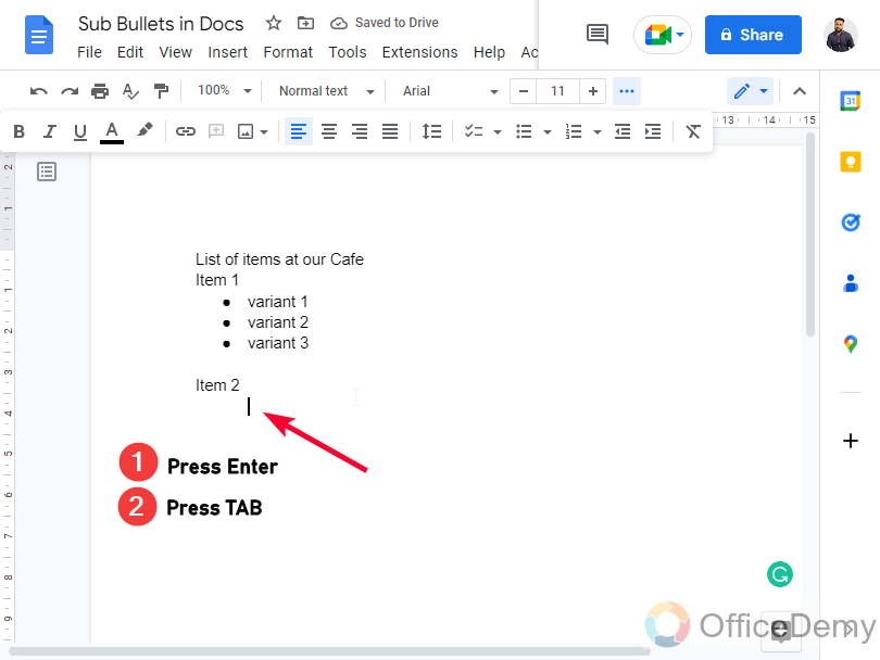 How to Make Sub Bullet Points in Google Docs 6