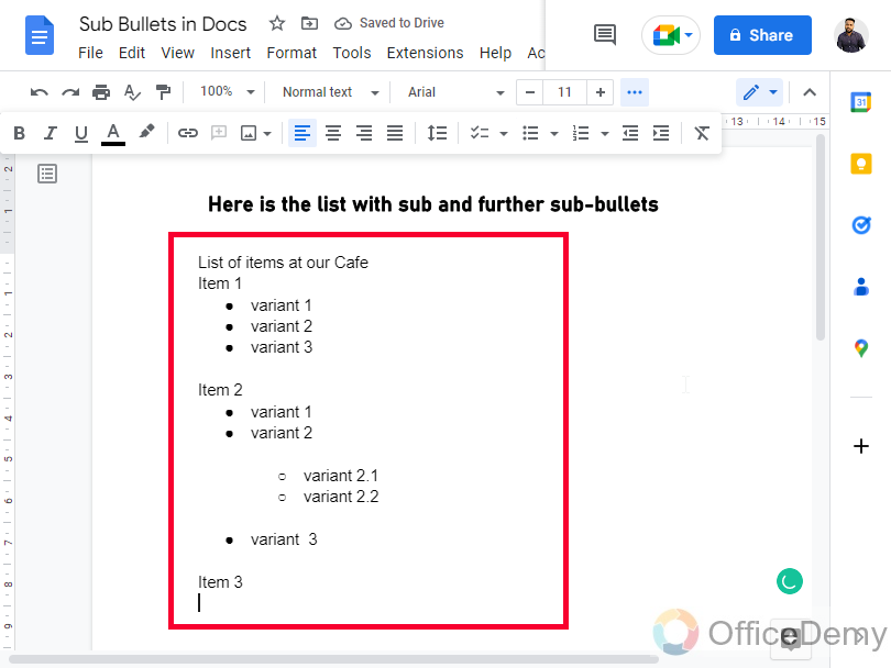 How to Make Sub Bullet Points in Google Docs 10