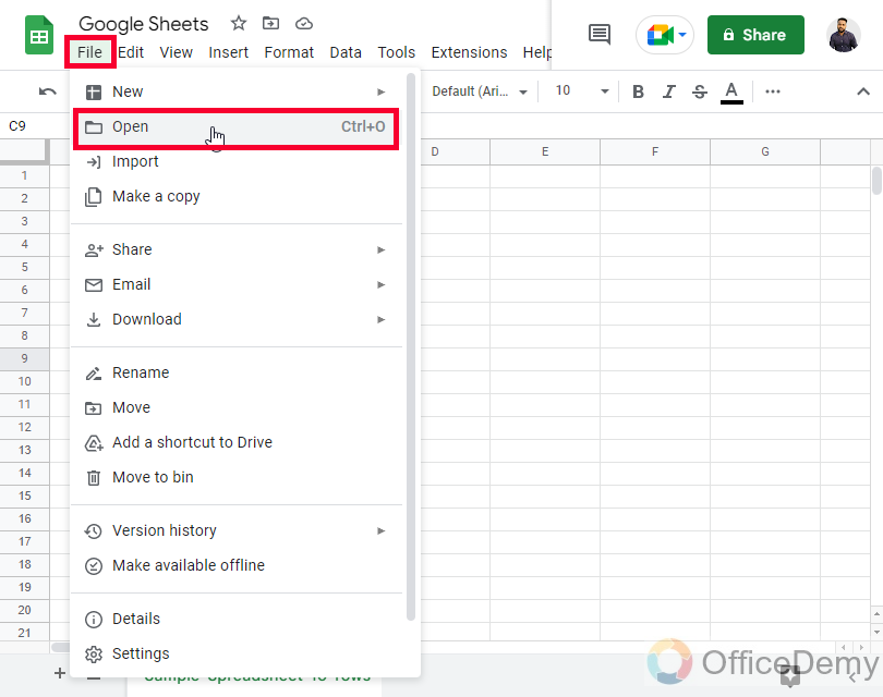 How to Open an Excel file in Google Sheets 12