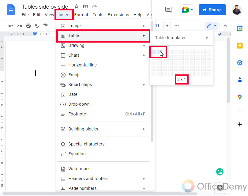How to Put Tables Side By Side in Google Docs 2