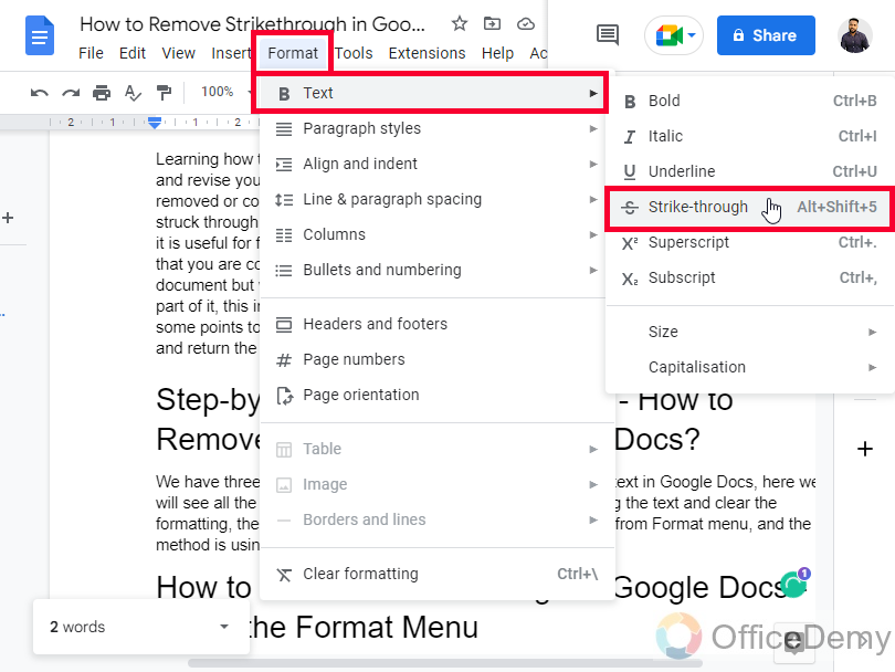 How to Remove Strikethrough in Google Docs 2