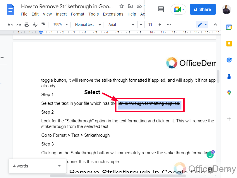 How to Remove Strikethrough in Google Docs 4