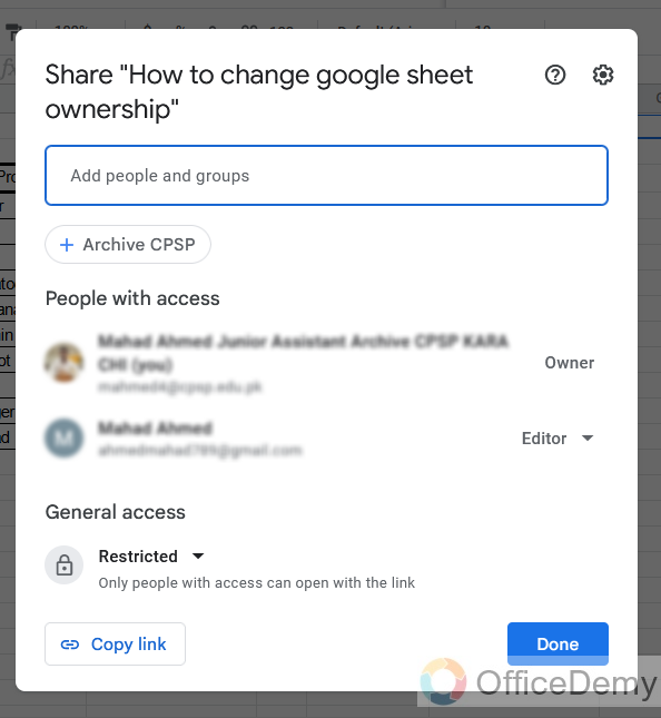 How to change google sheet ownership 5
