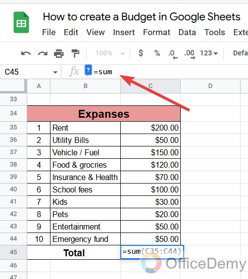 How to create a Budget in Google Sheets 14