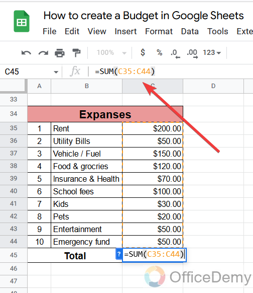 How to create a Budget in Google Sheets 15