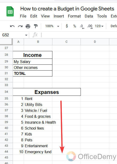 How to create a Budget in Google Sheets 6