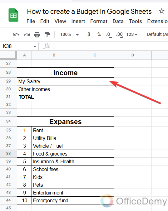How to create a Budget in Google Sheets 8