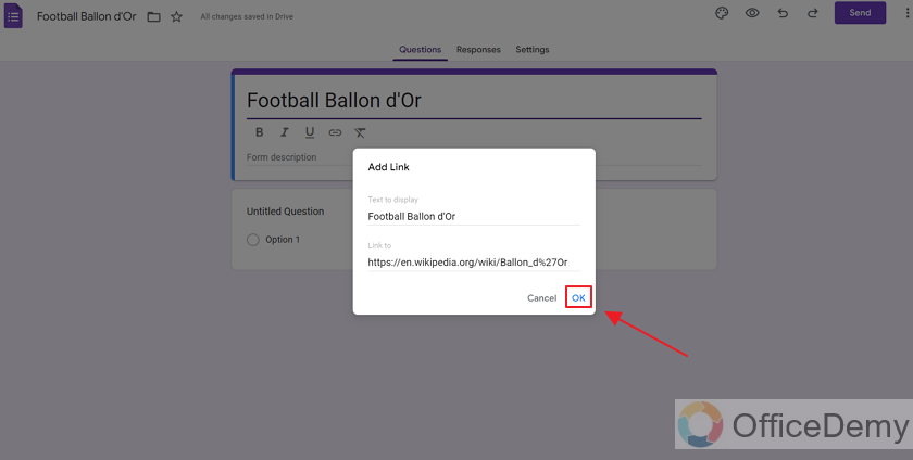 How to create hyperlink in google forms 11