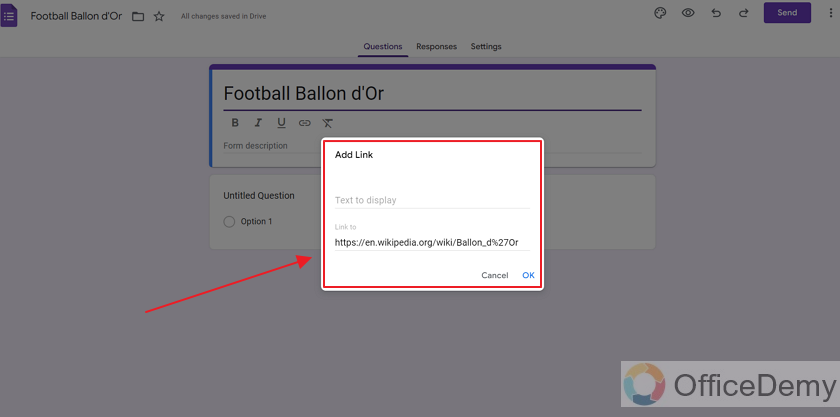 How to create hyperlink in google forms 9