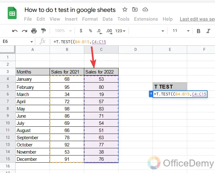 How to do a t test in google sheets 13