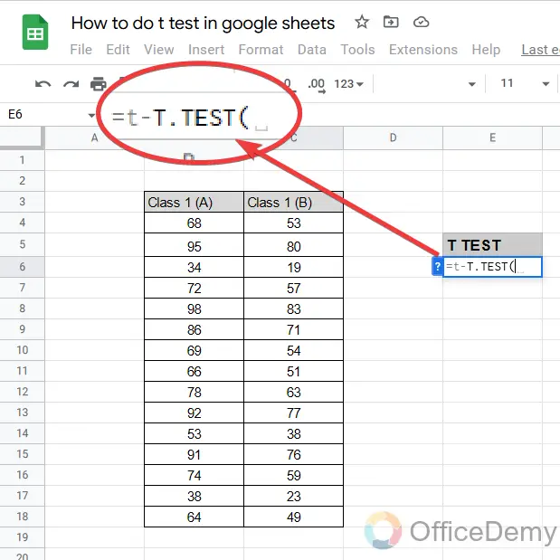 How to do a t test in google sheets 3