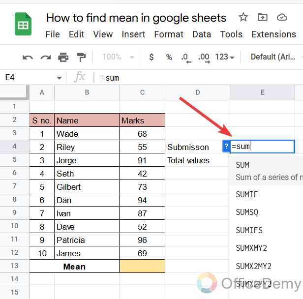 How to find mean in google sheets 3